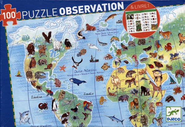 Puzzle 100 piese - Observation - Animalele Lumii | Djeco - 2