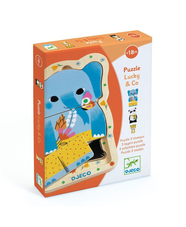 Puzzle educativ - Lucky & Co, 3 Layer Wooden Puzzle | Djeco image1