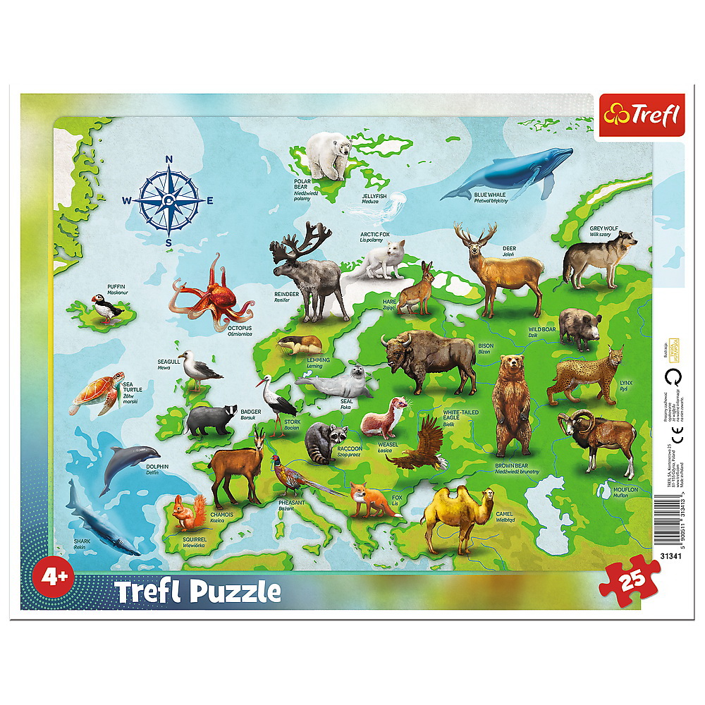 Puzzle Educational - Plansa Europei cu animale | Trefl