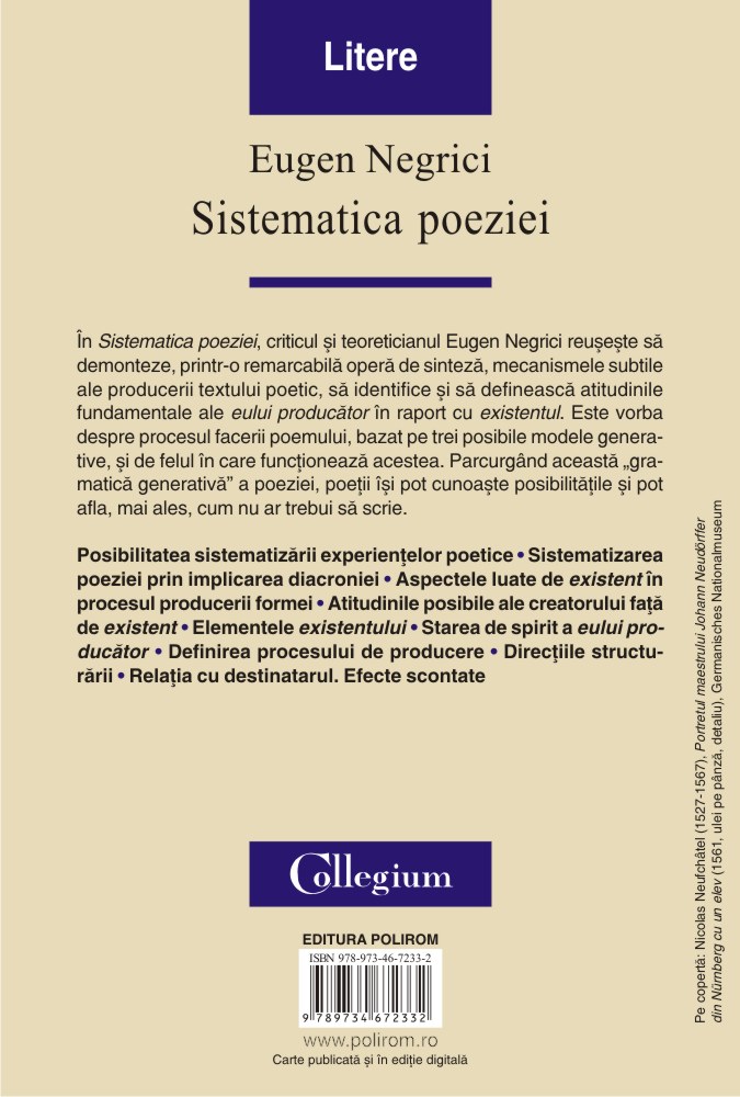Sistematica poeziei | Eugen Negrici Carte 2022