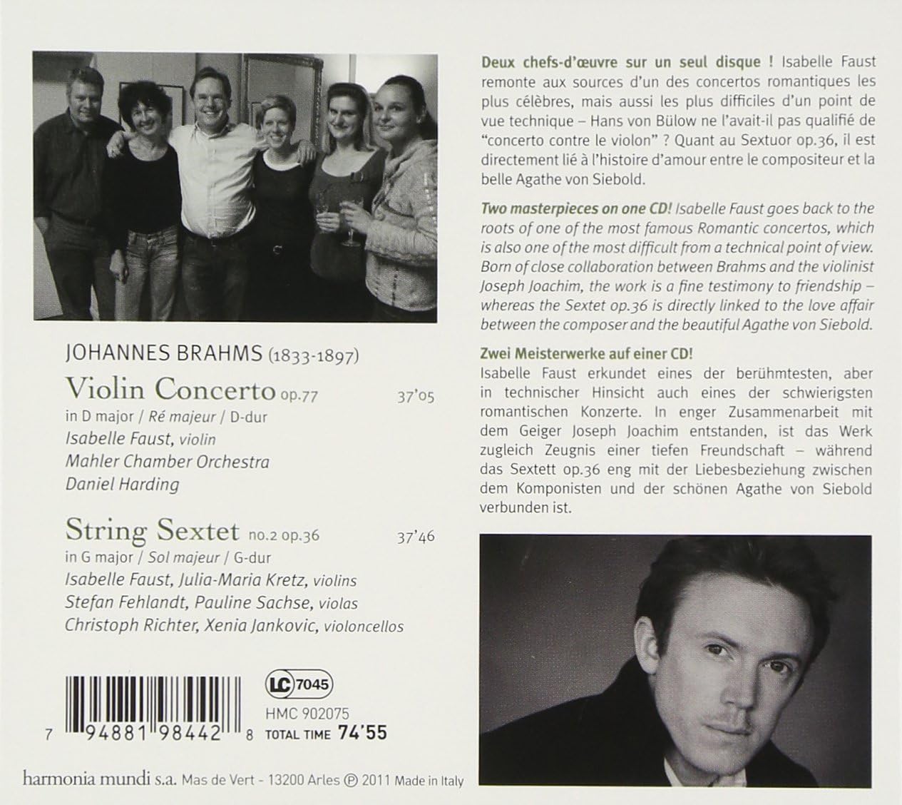 Brahms: Violin Concerto, String Sextet No. 2 | Isabelle Faust, Daniel Harding , Mahler Chamber Orchestra