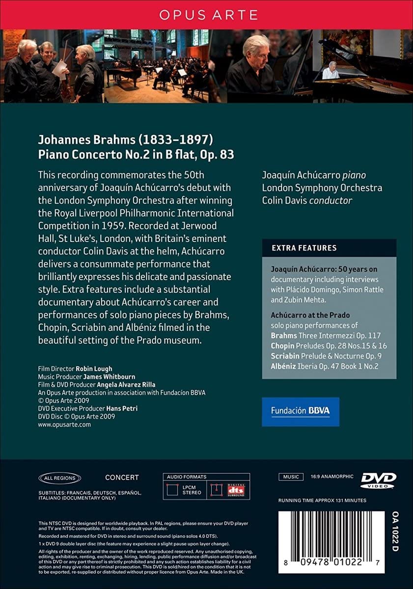 Brahms: Piano Concerto No. 2 (DVD) | Joaquin Achucarro, London Symphony Orchestra, Colin Davis