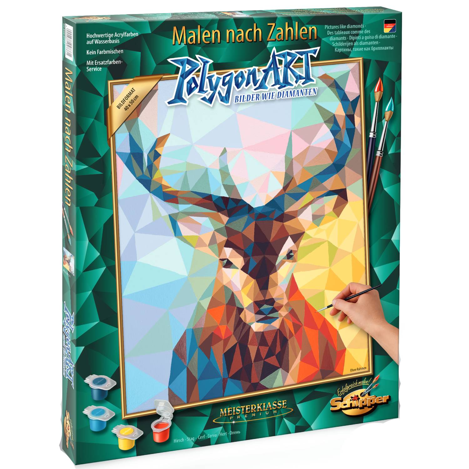 Kit pictura cu numere - Stag - Polygon Art, 40x50 cm | Schipper