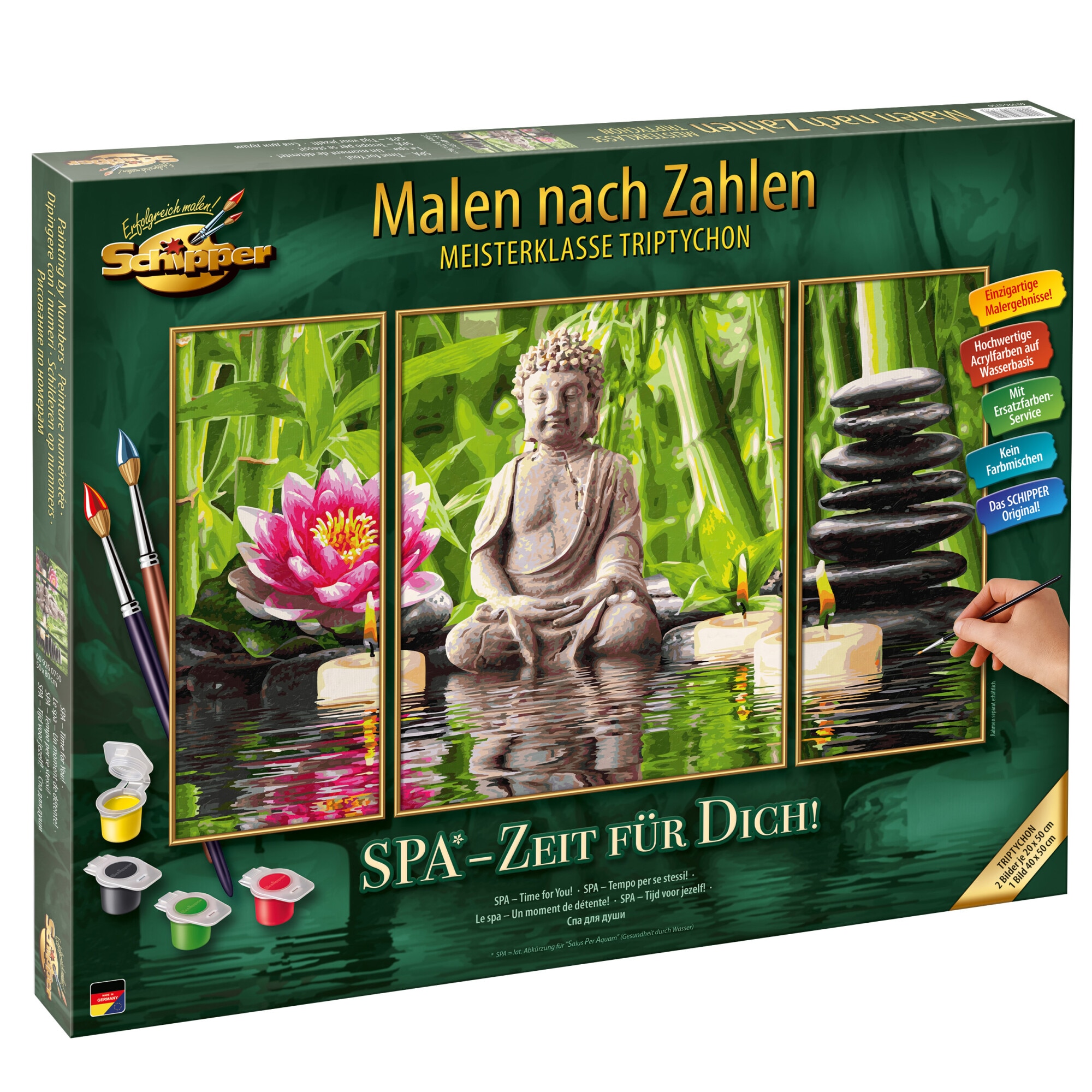 Kit pictura cu numere - Triptic - SPA Time for You, 50x80 cm | Schipper