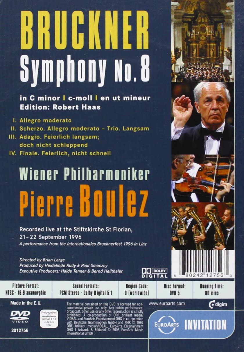 Bruckner: Symphony No.8 (DVD) | Wiener Philharmoniker, Pierre Boulez