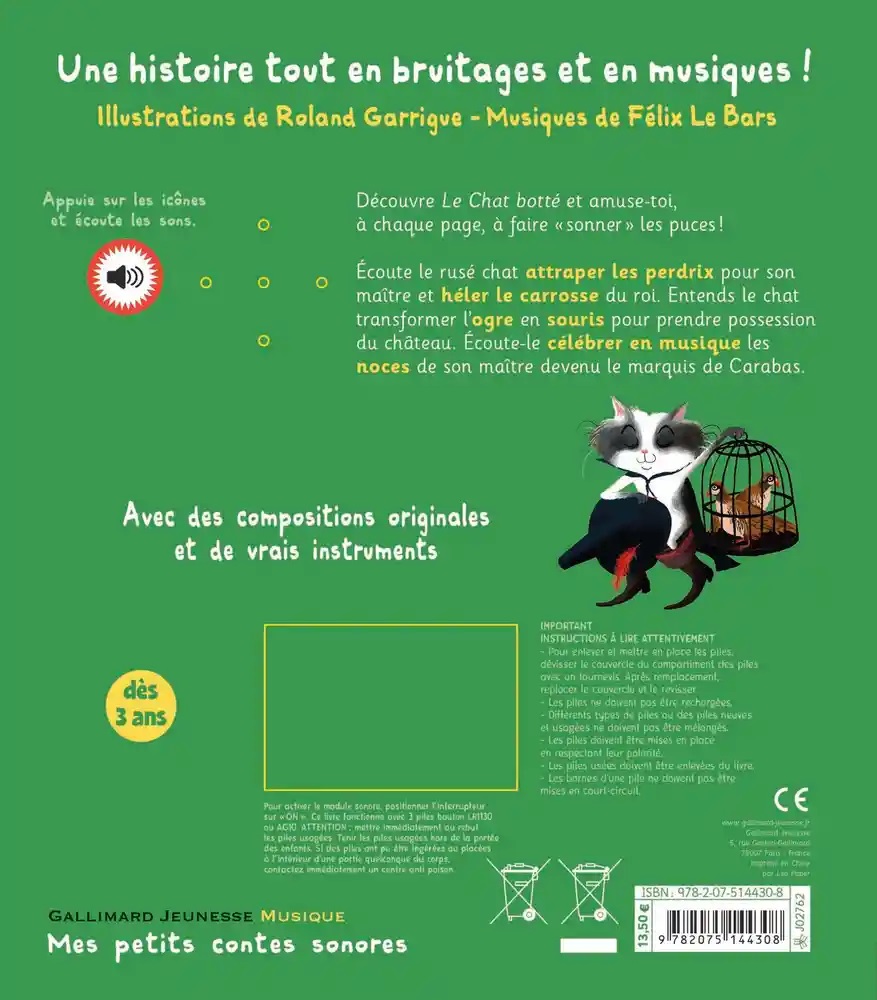 Carte cu sunete - Le chat botte: 15 animations musicales | Roland Garrigue - 4 | YEO