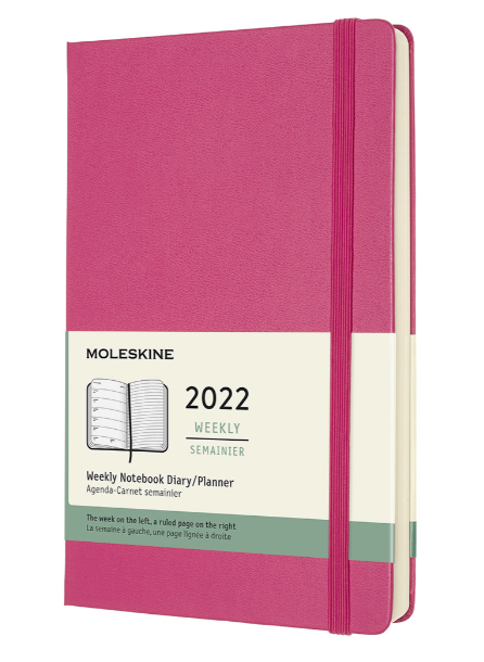 Agenda 2022 - 12-Month Weekly Planner - Large, Hard Cover - Pink Bouganvilla | Moleskine