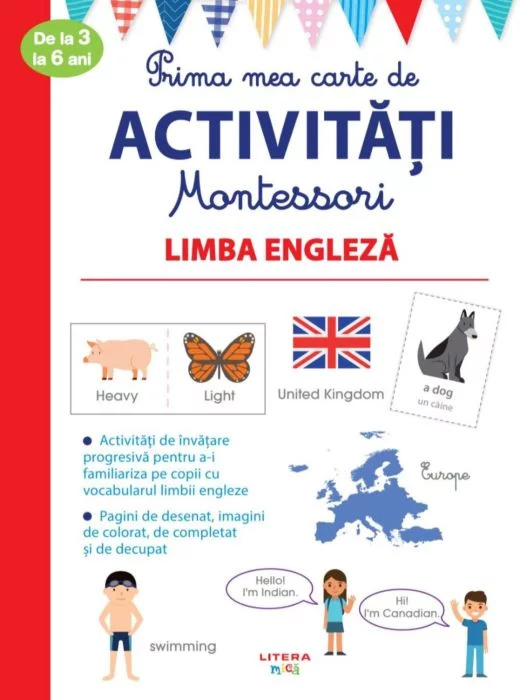 Prima mea carte de activitati Montessori. Limba engleza, 3-6 ani | 3.6