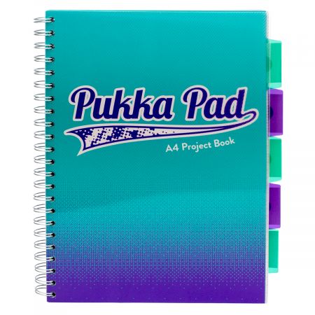 Caiet A4 matematica cu spirala si separatoare albastru marin - Pukka Pad Project Book Fusion | Pukka Pad