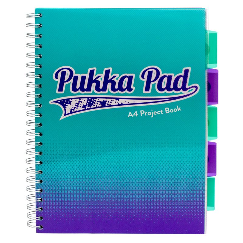 Caiet A4 matematica cu spirala si separatoare albastru marin - Project Book | Pukka Pad