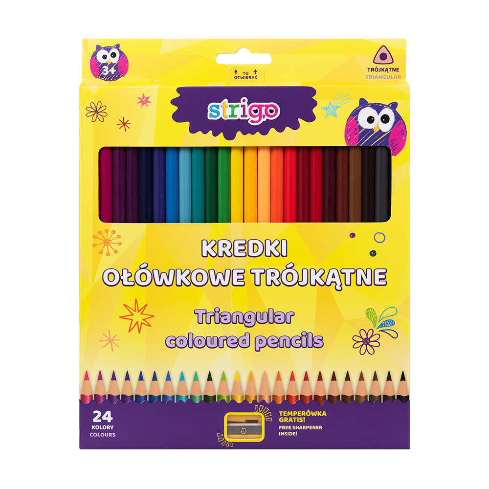 Set 24 creioane colorate cu ascutitoare - Multicolor | Strigo