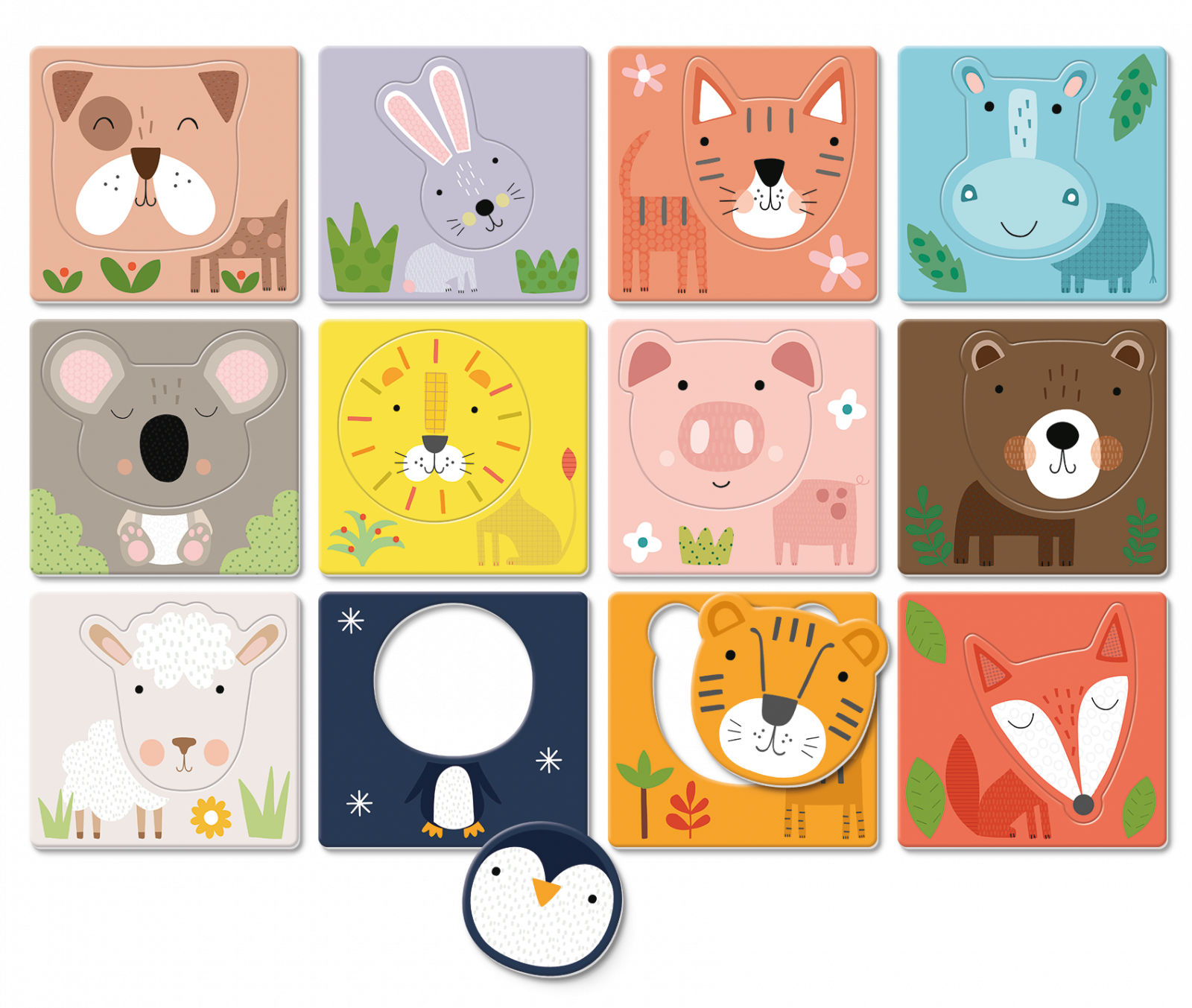 Puzzle educativ - Play Dudu: Little Faces-Shapes and colors | Ludattica