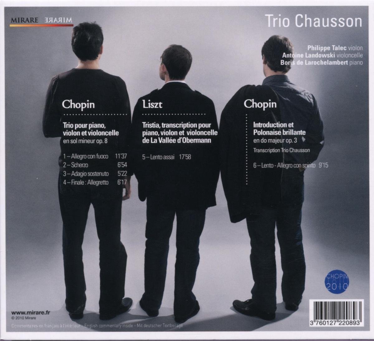 Chopin: Trio, Op. 8. Introduction et Polonaise brillante. Liszt: Tristia | Frederic Chopin, Franz Liszt, Trio Chausson