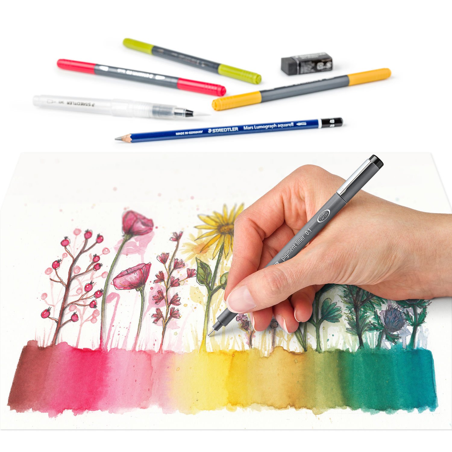 Set instrumente pentru desen - Floral Watercolour Set | - 1 | YEO