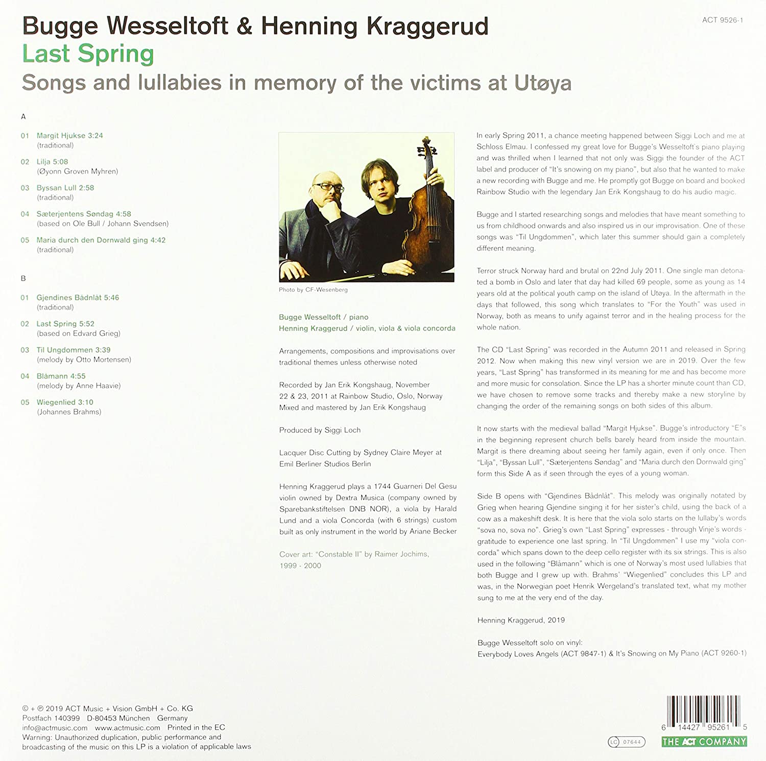 Last Spring - Vinyl | Bugge Wesseltoft , Henning Kraggerud