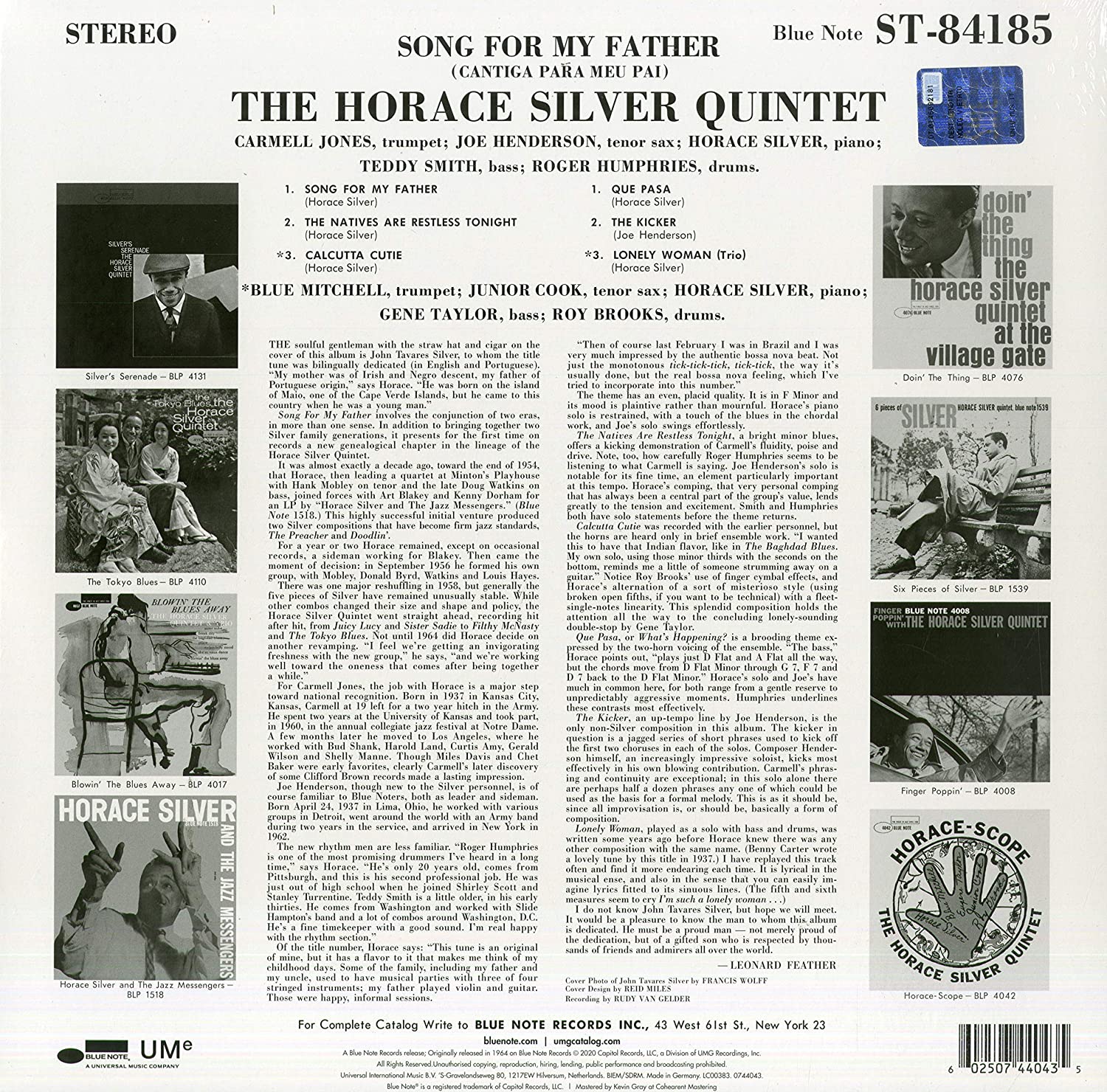 Song For My Father (Cantiga Para Meu Pai) - Vinyl | The Horace Silver Quintet