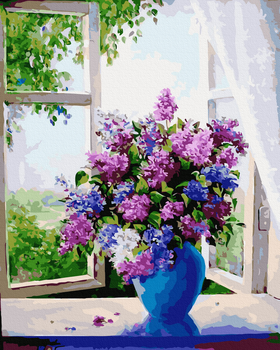 Set pictura pe numere - Lilacs Bouquet Spring, 40x50 cm | Acuarello