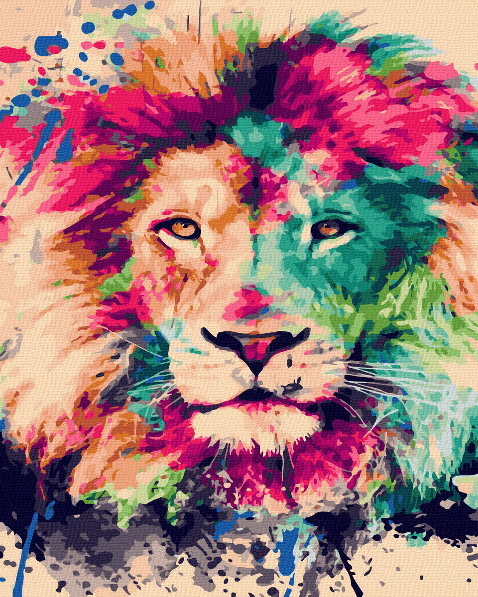 Set pictura pe numere - The Colorful Lion, 50x65 cm | Acuarello