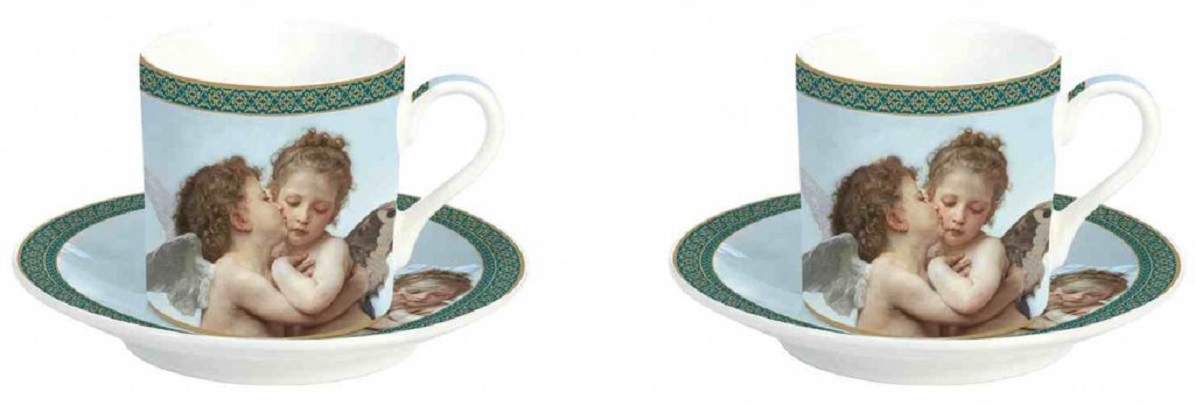 Set 2 cesti cu farfurie - The First Kiss