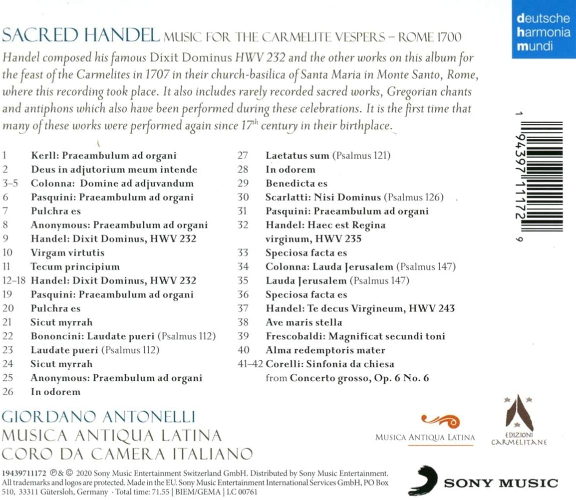 Sacred Handel | Giordano Antonelli, Musica Antiqua Latina, Coro Da Camera Italiano