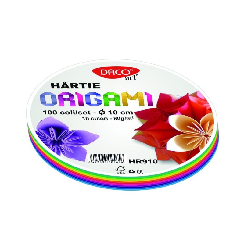 Hartie origami diametru 10 cm, 100 bucati | Daco Art