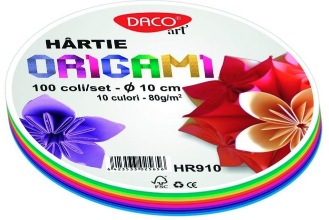 Hartie origami diametru 10 cm, 100 bucati | Daco Art