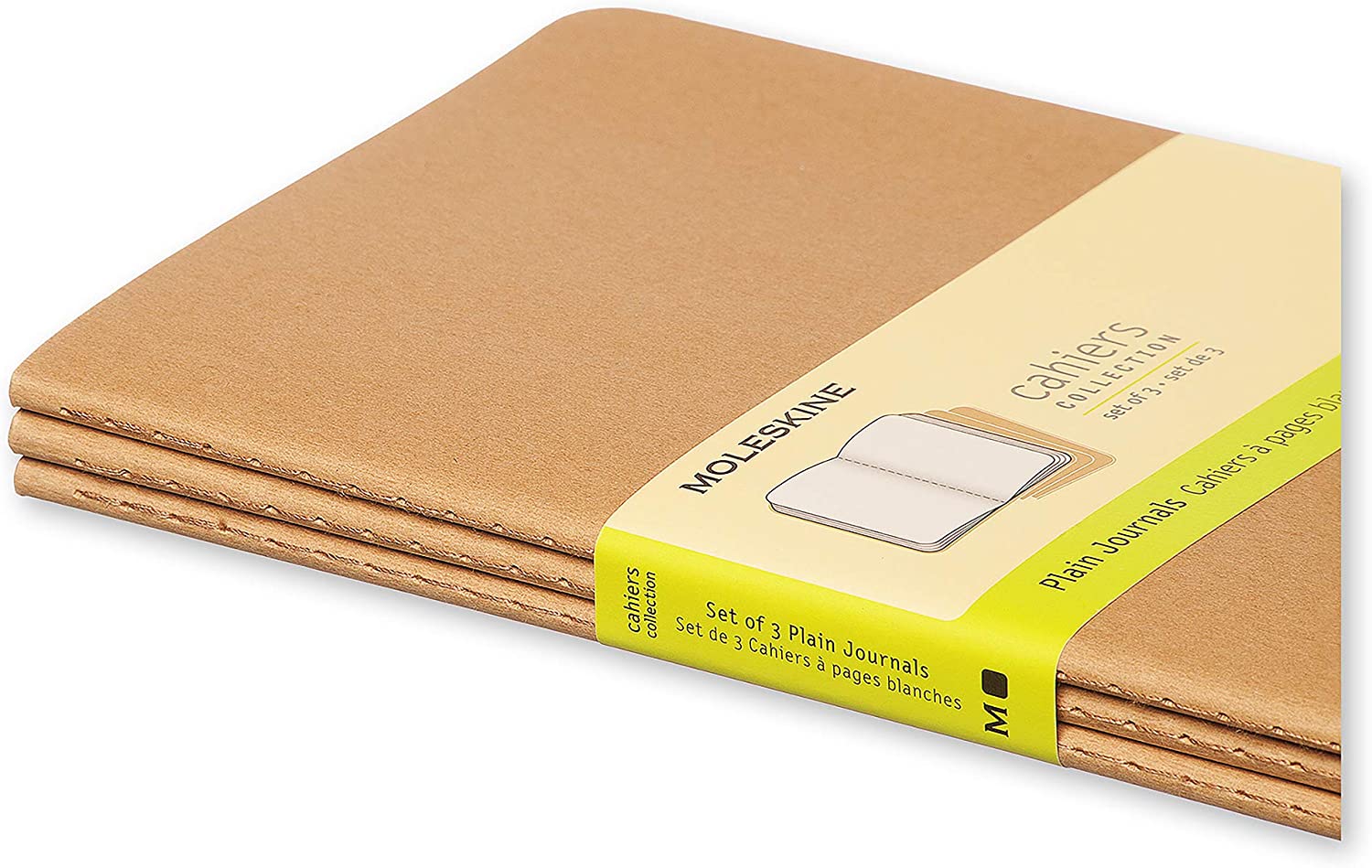 Set 3 caiete - Moleskine Cahier - Large, Plain - Kraft Brown | Moleskine - 5 | YEO