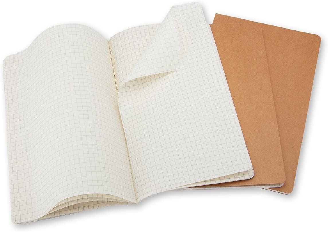 Set 3 caiete - Moleskine Cahier - Large, Squared - Kraft Brown | Moleskine - 3 | YEO