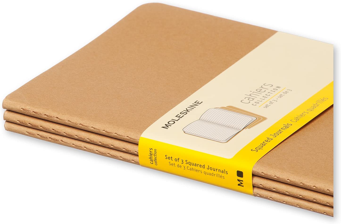 Set 3 caiete - Moleskine Cahier - Large, Squared - Kraft Brown | Moleskine - 5 | YEO