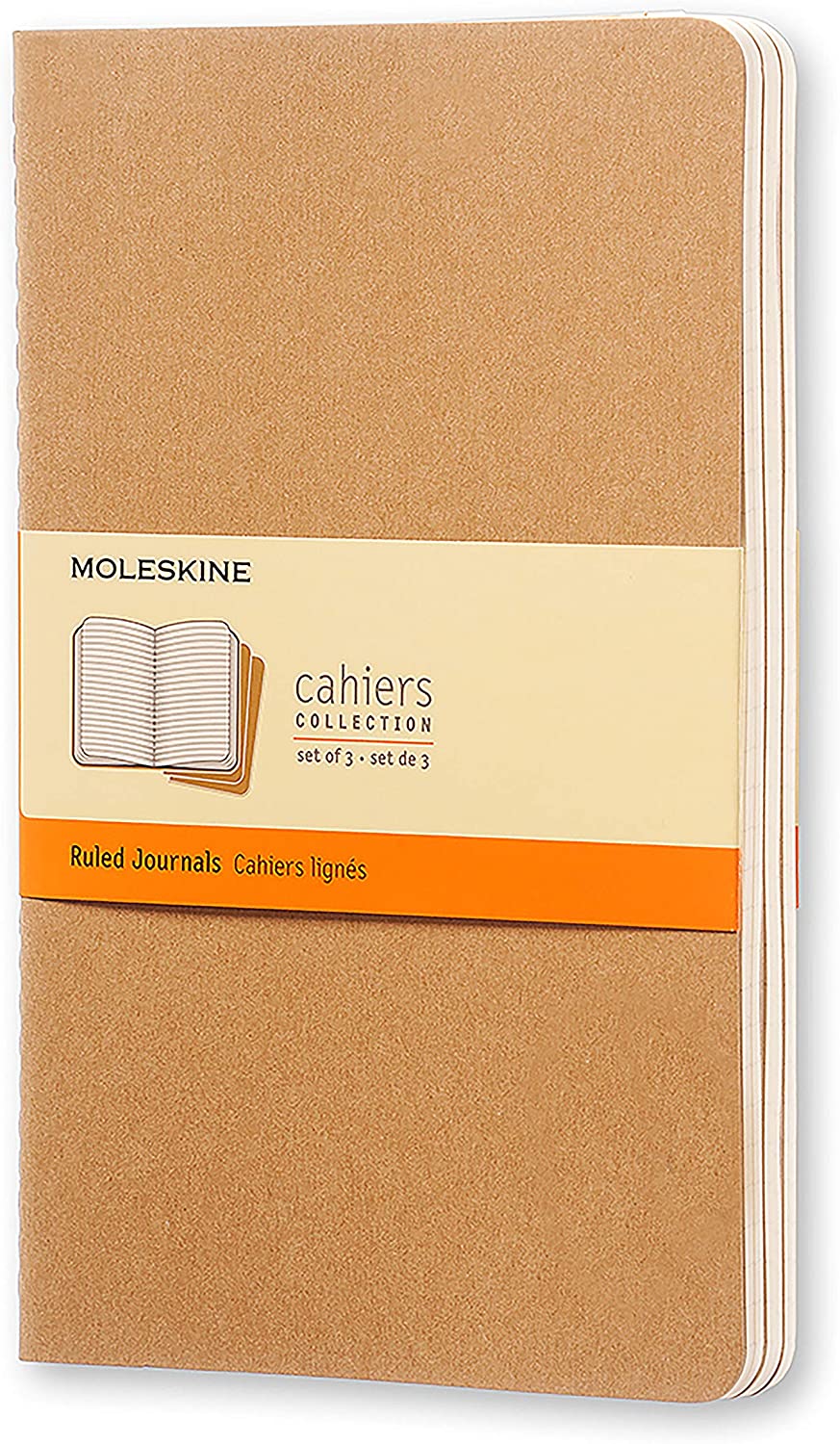 Set 3 caiete - Moleskine Cahier - Large, Ruled - Kraft Brown | Moleskine - 6 | YEO