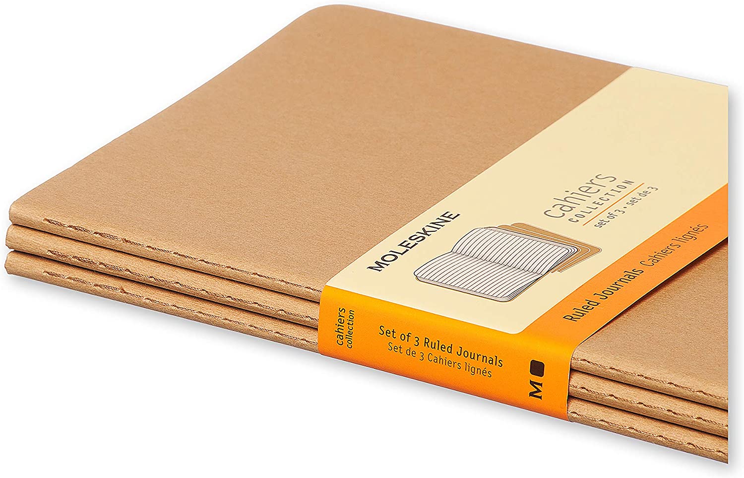 Set 3 caiete - Moleskine Cahier - Large, Ruled - Kraft Brown | Moleskine - 5 | YEO