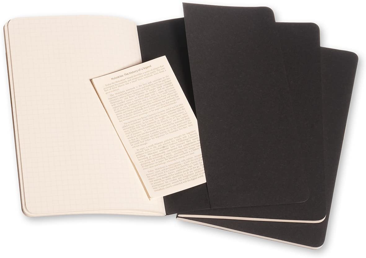 Set 3 caiete - Moleskine Cahier - Large, Squared - Black | Moleskine