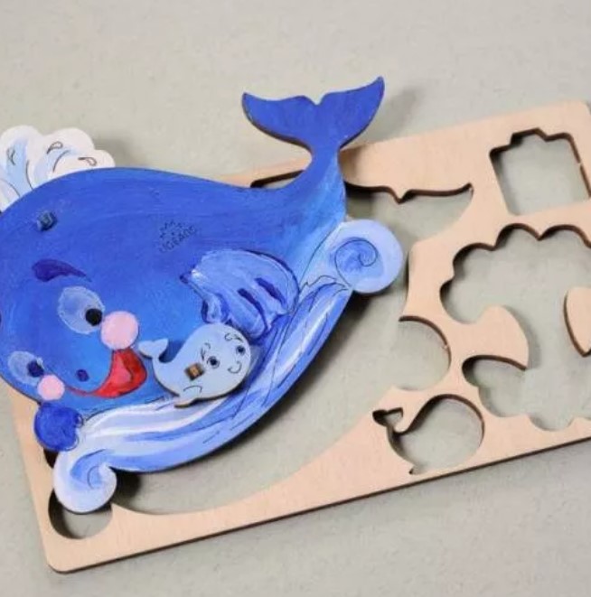 Puzzle 3D de colorat - Balena | Ugears - 1