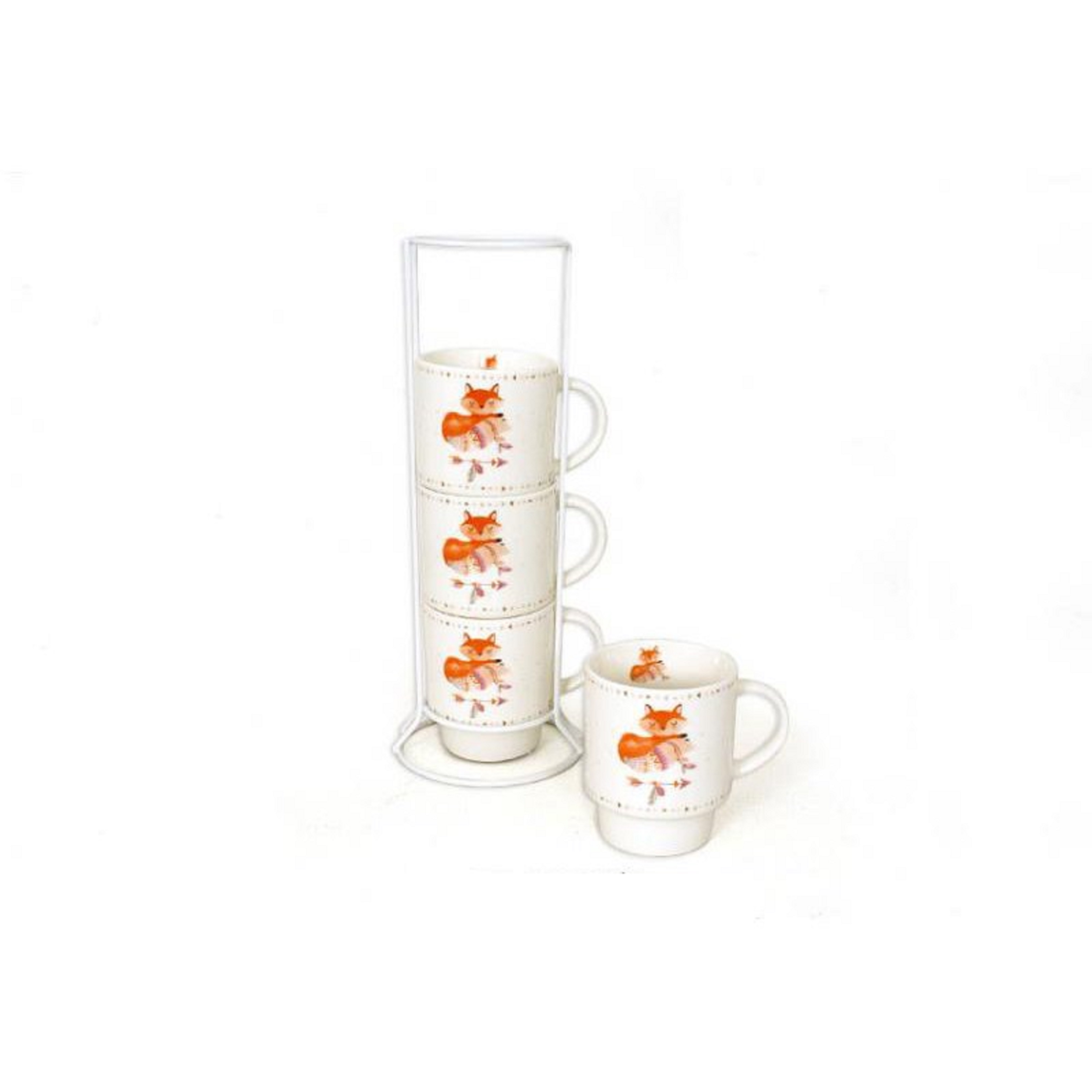 Set cu cesti cu suport - Foxy, 4 buc.