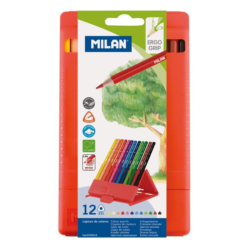 Set creioane colorate - Milan Triangular, 12 culori | Milan - 4 | YEO