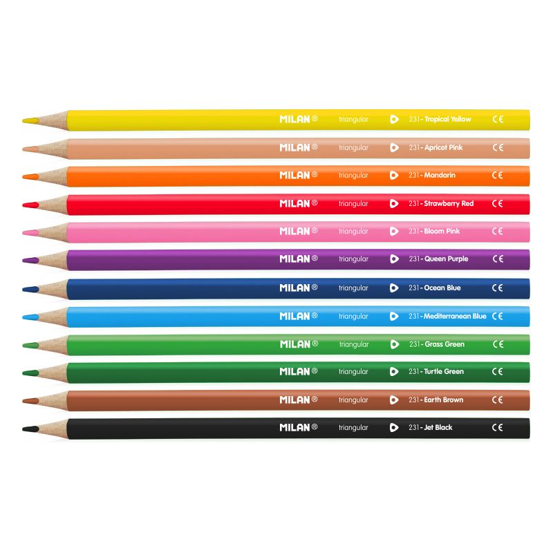 Set creioane colorate - Milan Triangular, 12 culori | Milan