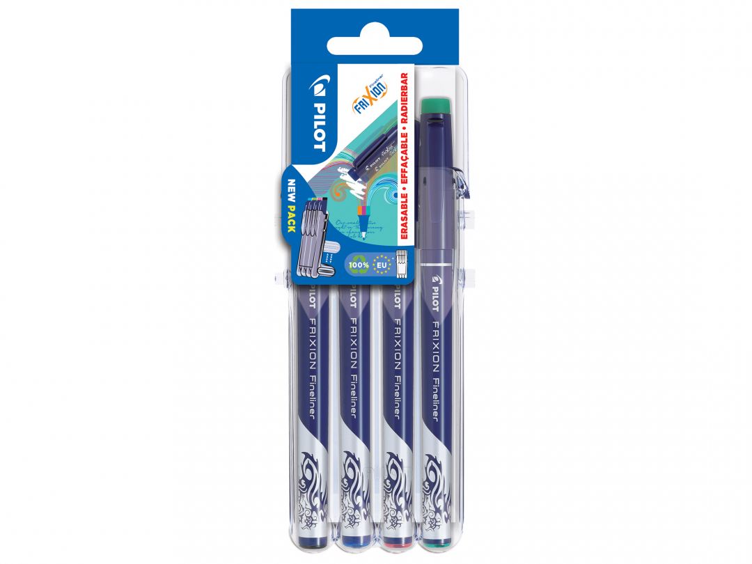 Set 4 linere - Frixion Fineliner, Blue, Red, Black, Green | Pilot