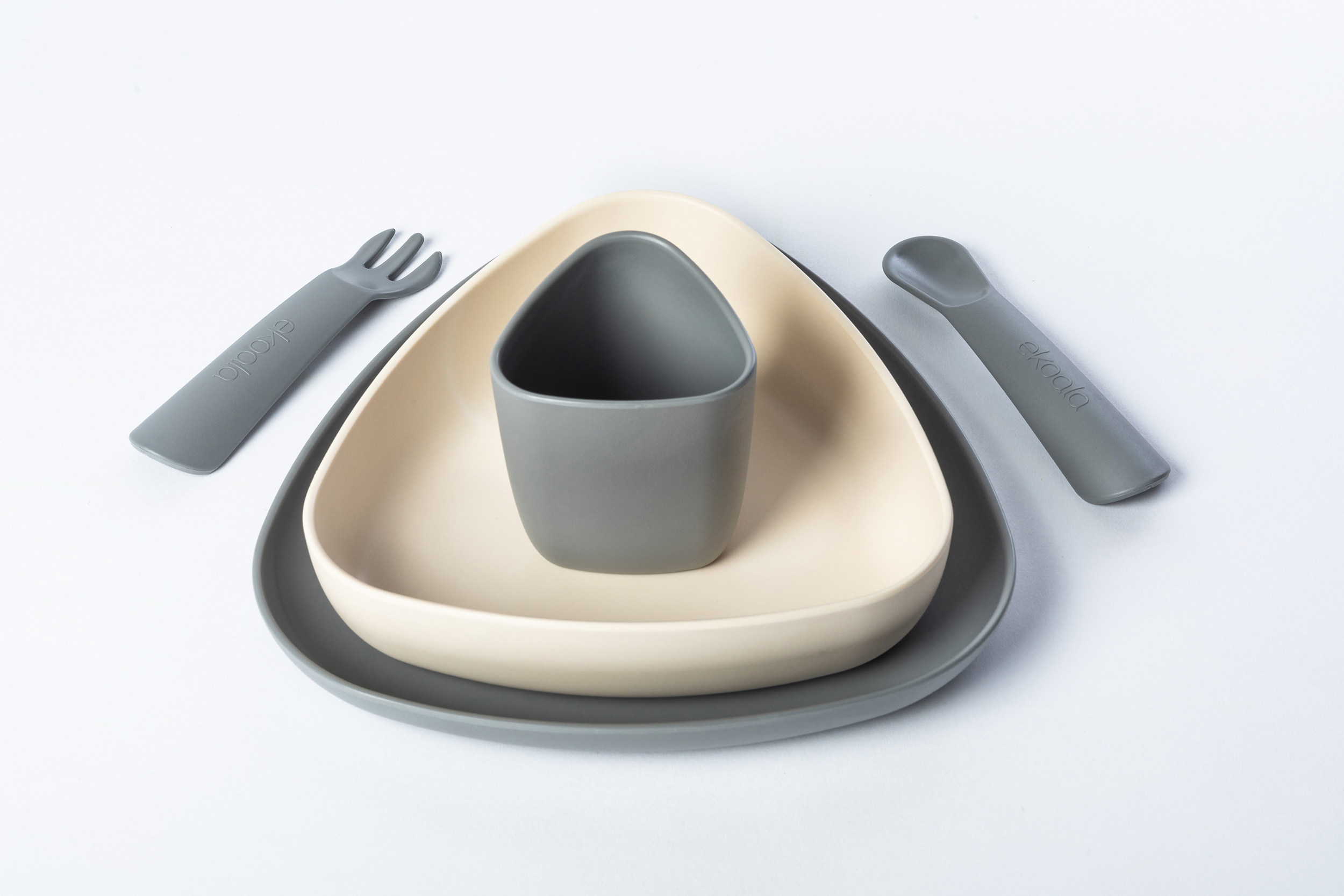 Set pentru masa - Bioplastic - Grey, 5 piese | eKoala - 4 | YEO