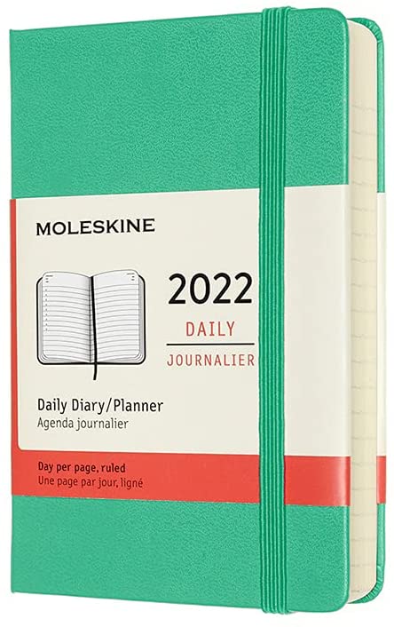 Agenda 2022 - 12-Month Daily Planner - Pocket, Hard Cover - Ice Green | Moleskine