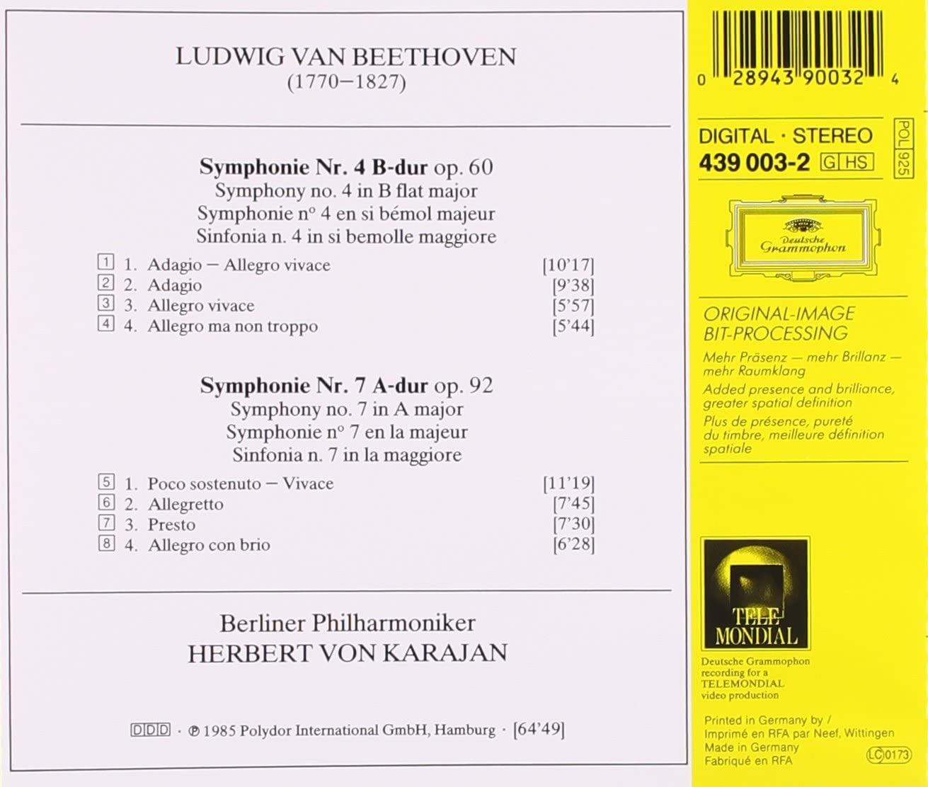 Beethoven: Symphony No. 4 & 7 | Herbert von Karajan, Berliner Philharmoniker