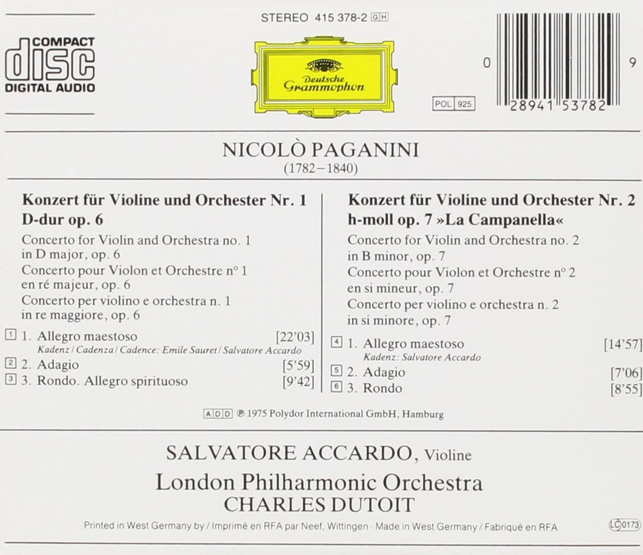 Violin Concertos Nos 1 & 2 | Salvatore Accardo, London Philharmonic Orchestra, Charles Dutoit