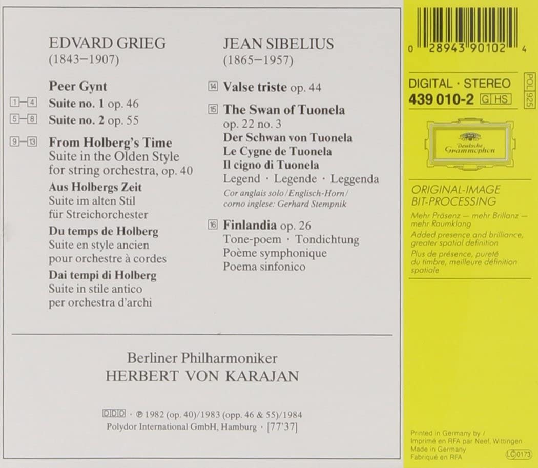 Grieg: Peer Gynt Suites | Edvard Grieg, Jean Sibelius, Herbert von Karajan