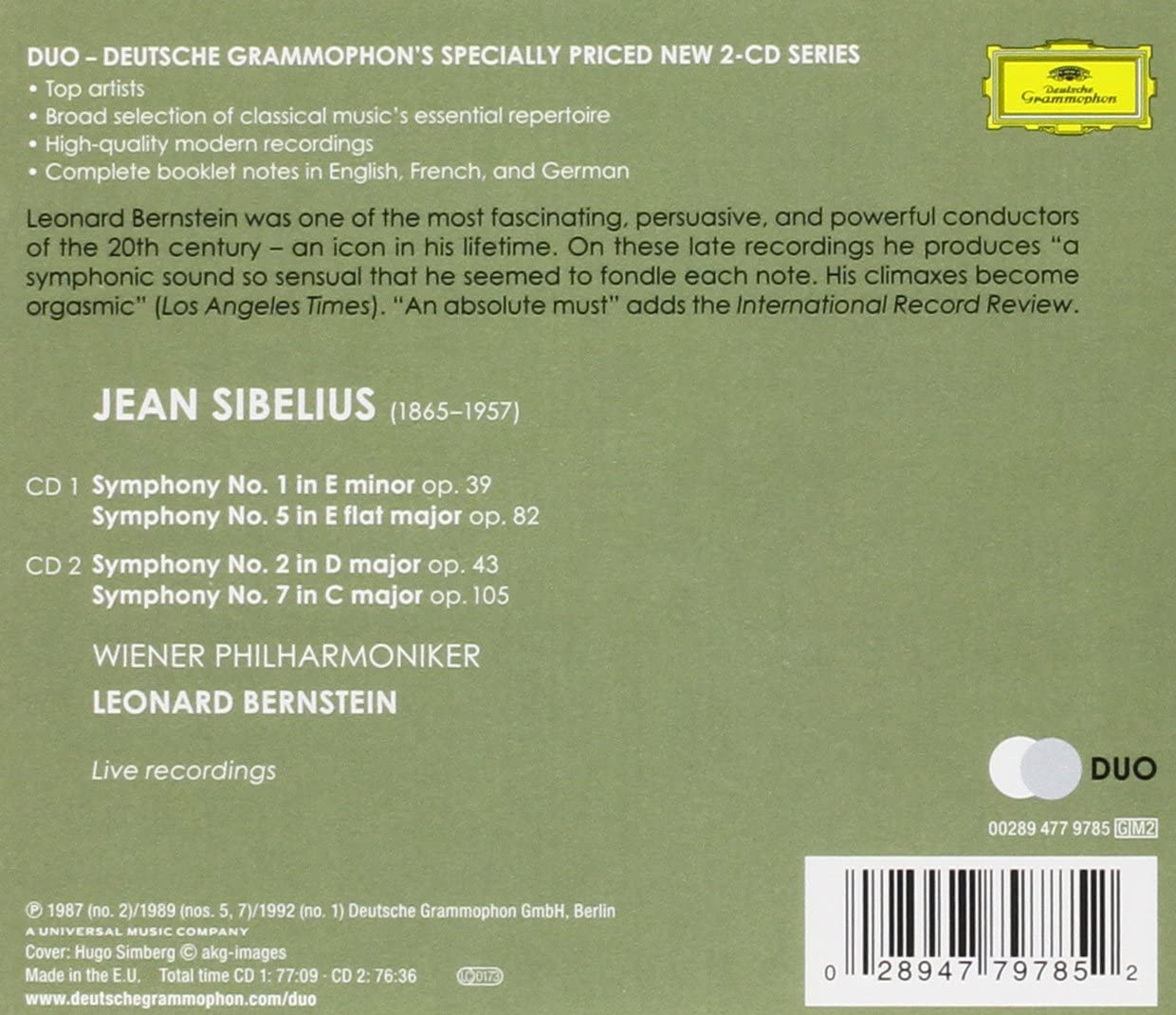 Sibelius: Symphonies Nos.1, 2, 5 & 7 | Jean Sibelius, Leonard Bernstein, Wiener Philharmoniker