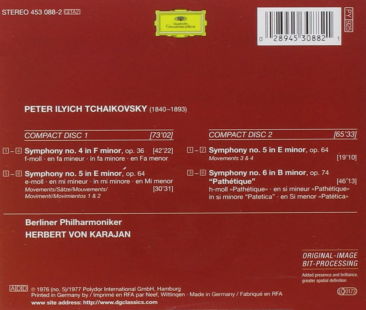 Tchaikovsky: Symphonies 4, 5 & 6 "Pathetique" | Pyotr Ilyich Tchaikovsky, Berliner Philharmoniker, Herbert von Karajan
