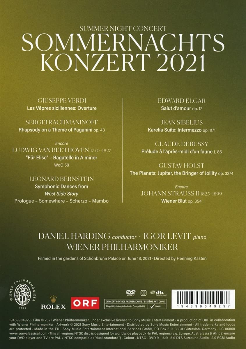 Sommernachtskonzert 2021 / Summer Night Concert 2021 | Wiener Philharmoniker, Daniel Harding , Various Composers