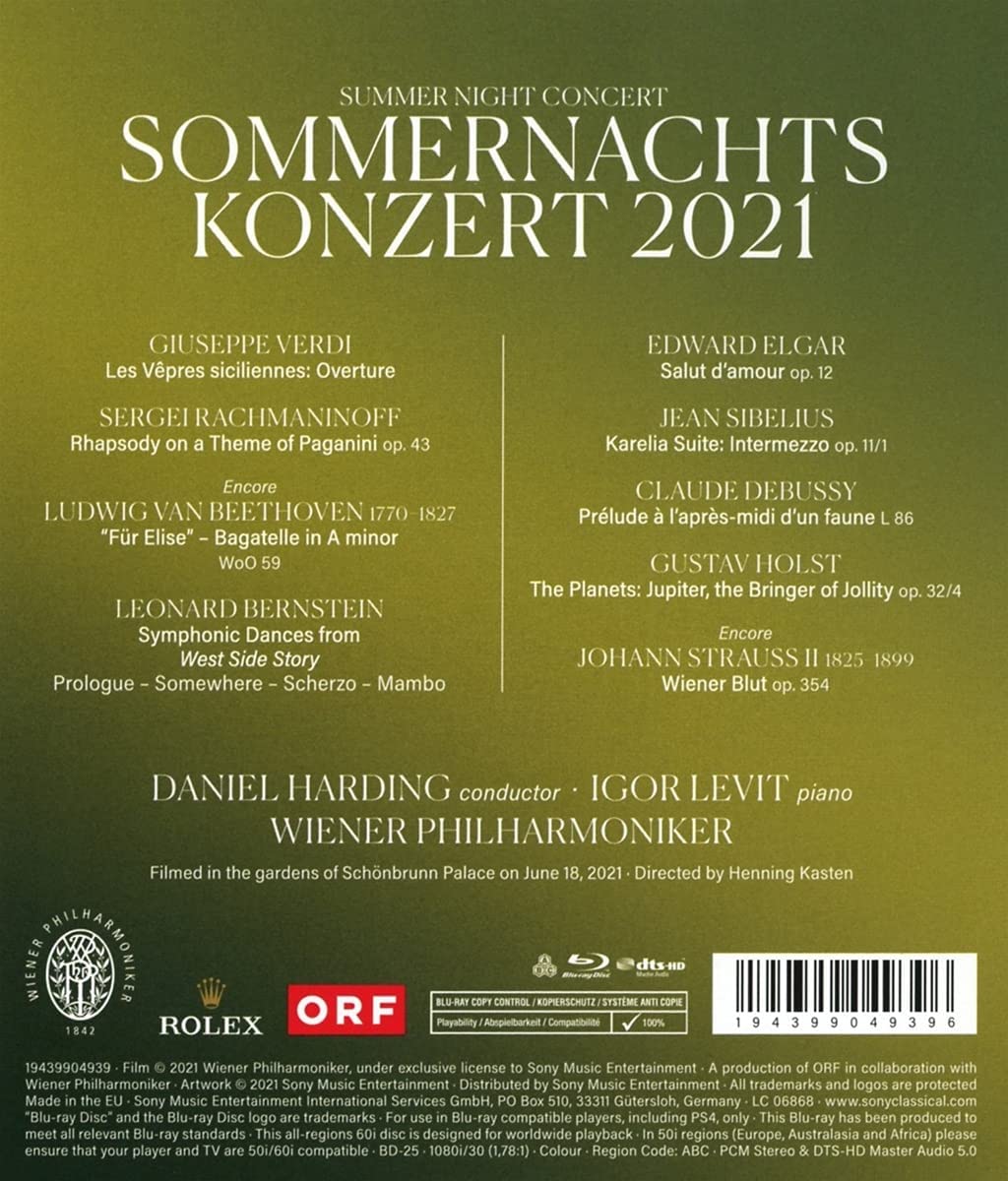 Sommernachtskonzert 2021 / Summer Night Concert 2021 | Wiener Philharmoniker, Daniel Harding , Various Composers