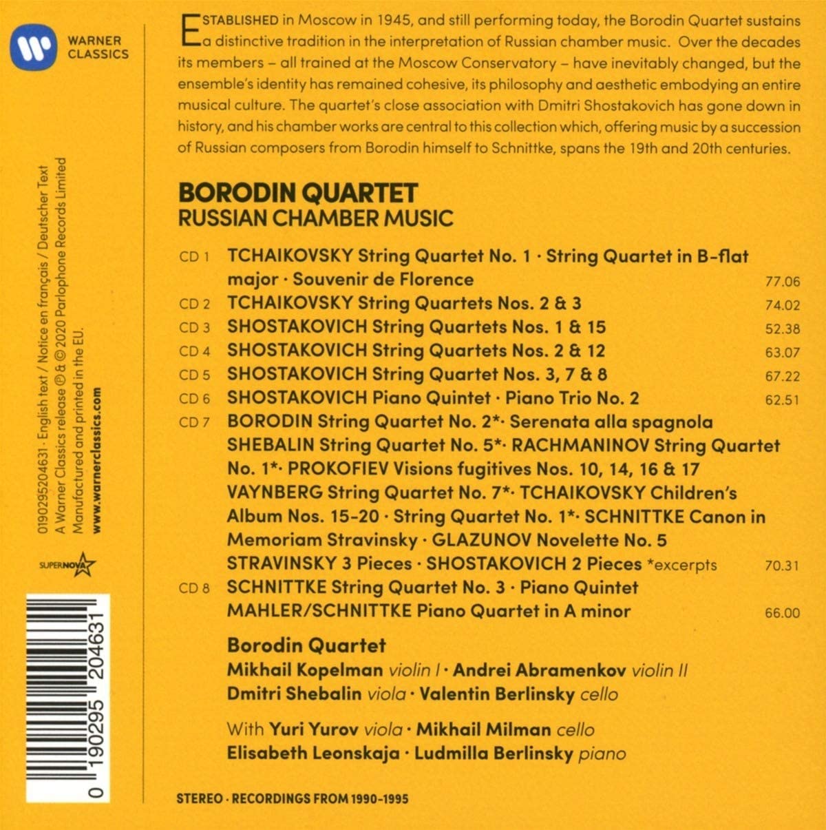 Russian Chamber Music: Shostakovich, Tchaikovsky, Schnittke (Box Set) | Borodin Quartet, Russian Chamber Music