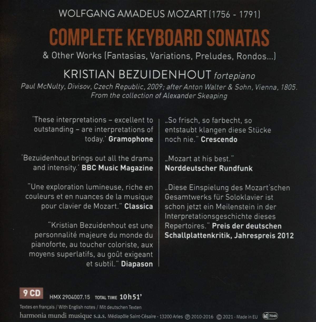 Mozart: Complete Keyboard Sonatas (Box Set) | Kristian Bezuidenhout