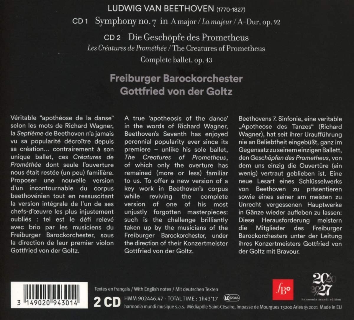 Beethoven: Symphony No. 7 - Die Geschopfe des Prometheus | Freiburger Barockorchester, Gottfried von der Goltz