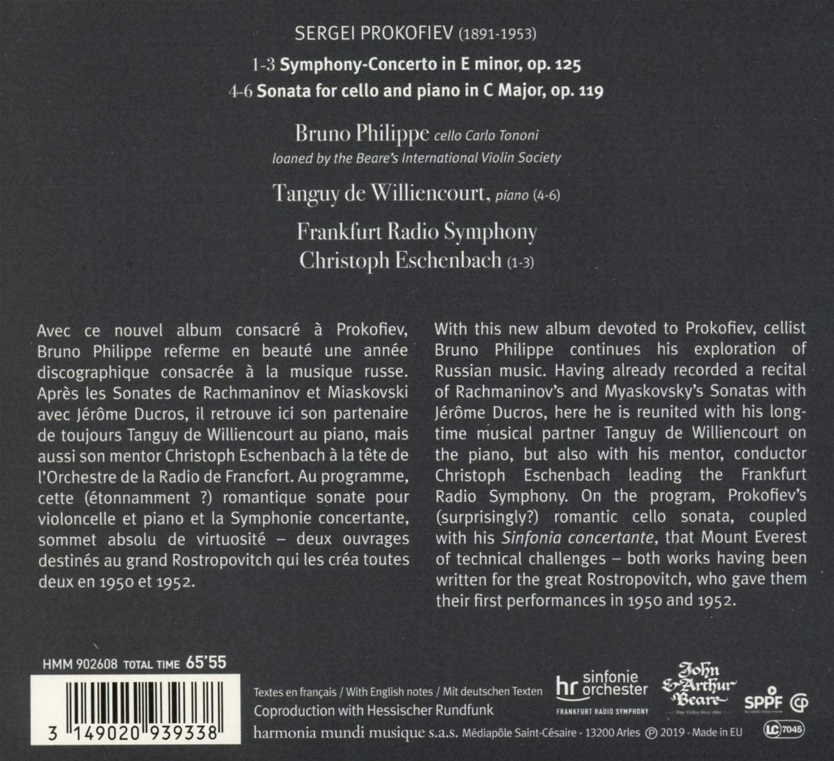 Prokofiev: Cello Sonata / Sinfonia Concertante | Bruno Philippe, Tanguy De Williencourt, Frankfurt Radio Symphony, Christophe Eschenbach